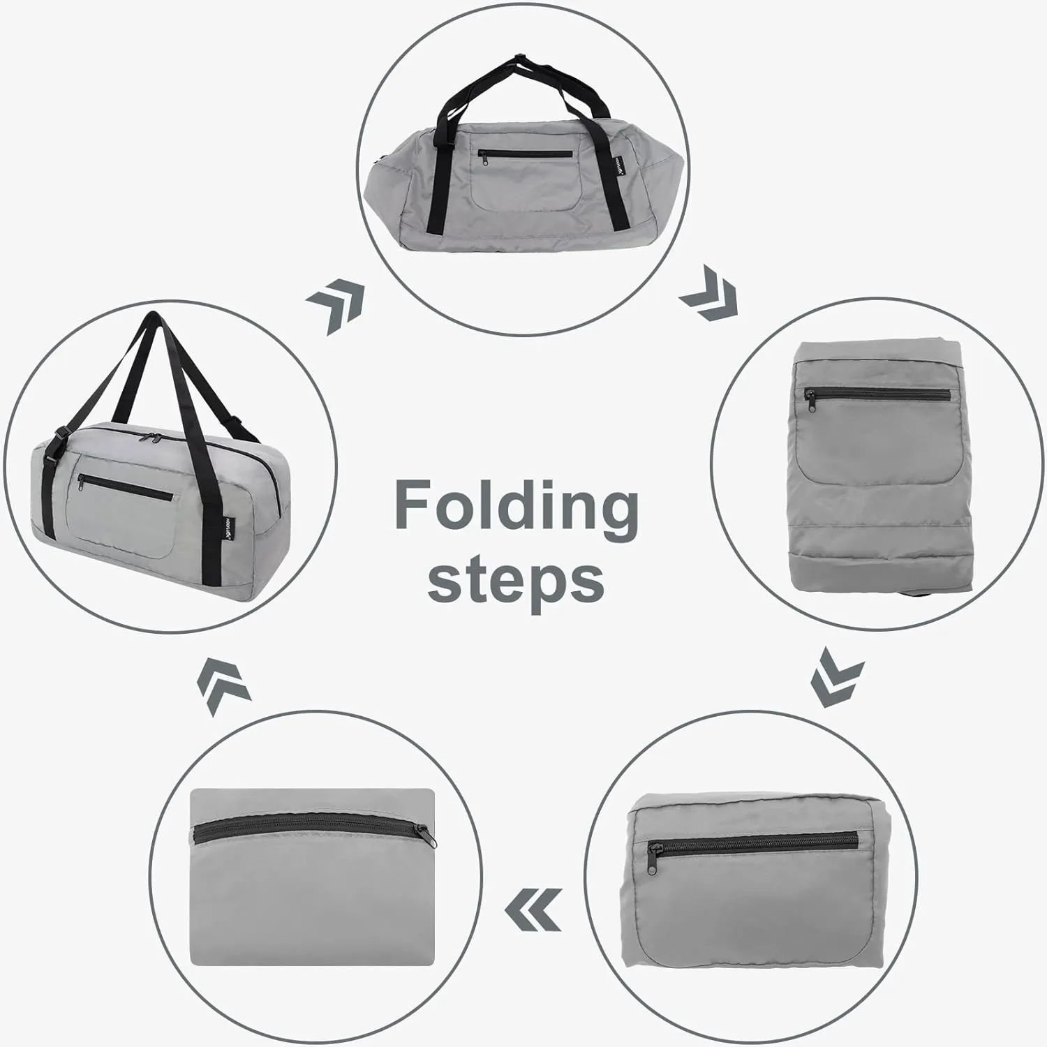 HOLYLUCK Foldable Travel Duffel Bag For Women & Men Luggage Great for Gym -Light grey