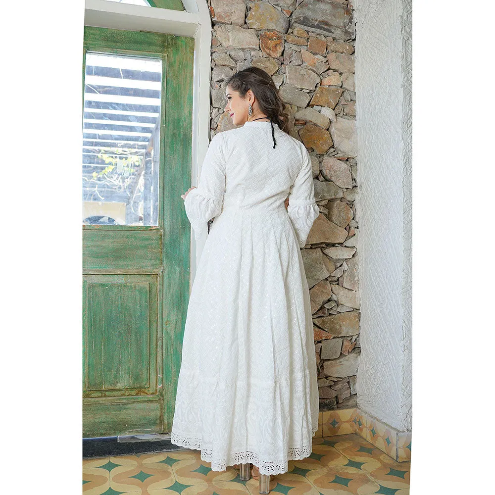 HOUSE OF JAMOTI White Beauty Chikankari Kurta Pant (Set of 2)