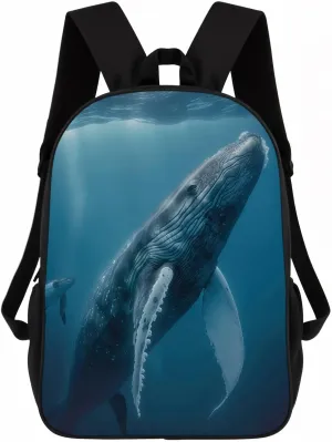 Humpback Whale Backpack Casual Daypack Wild Animal Print Laptop Bag Bookbag for Work Travel Hiking 17 Inch Style 1