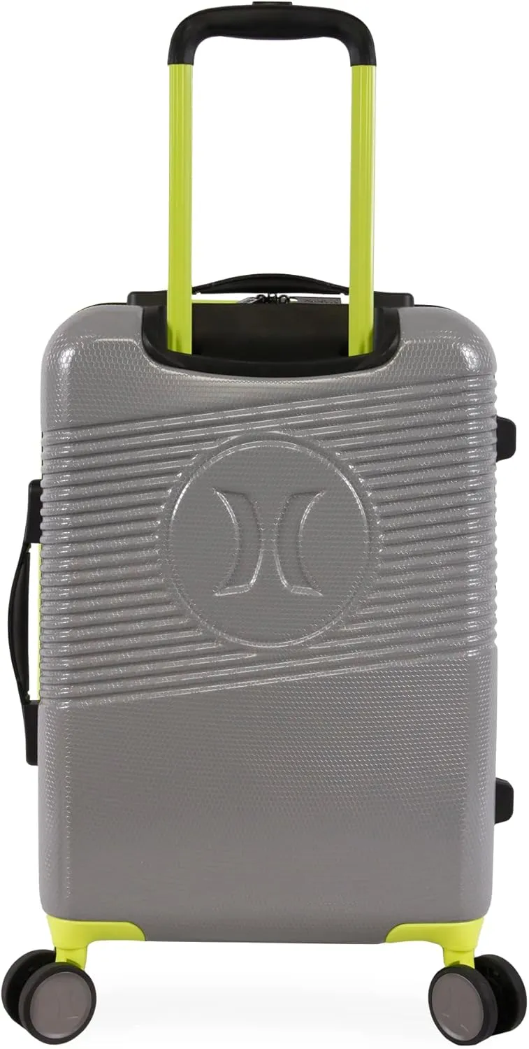 Hurley Looper Hardside Spinner Luggage, Light Grey Neon, Carry-On 21-Inch