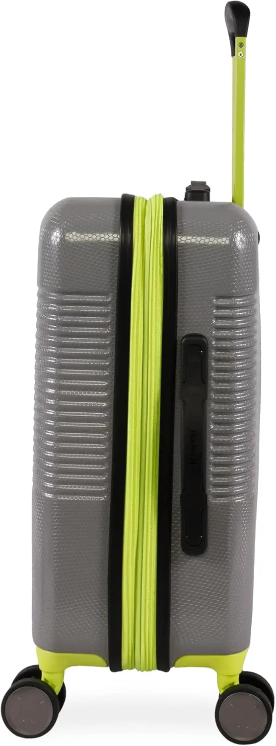 Hurley Looper Hardside Spinner Luggage, Light Grey Neon, Carry-On 21-Inch