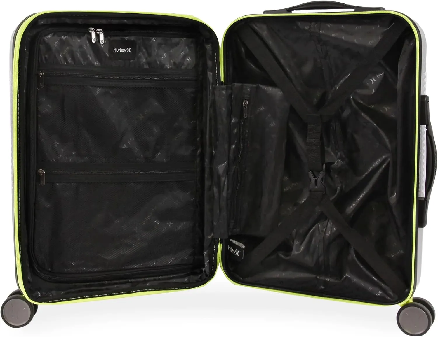 Hurley Looper Hardside Spinner Luggage, Light Grey Neon, Carry-On 21-Inch