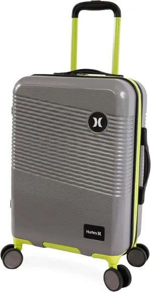 Hurley Looper Hardside Spinner Luggage, Light Grey Neon, Carry-On 21-Inch