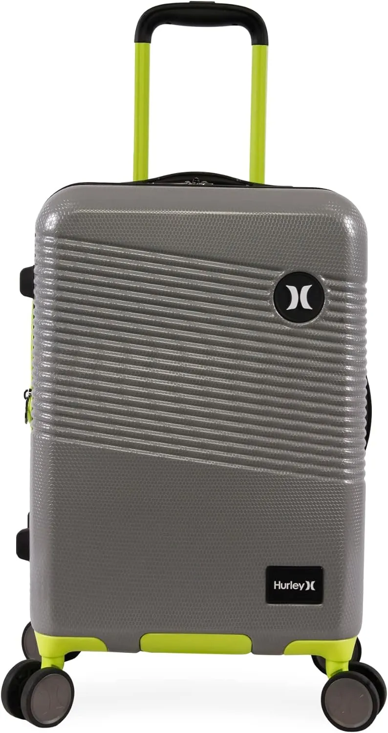 Hurley Looper Hardside Spinner Luggage, Light Grey Neon, Carry-On 21-Inch