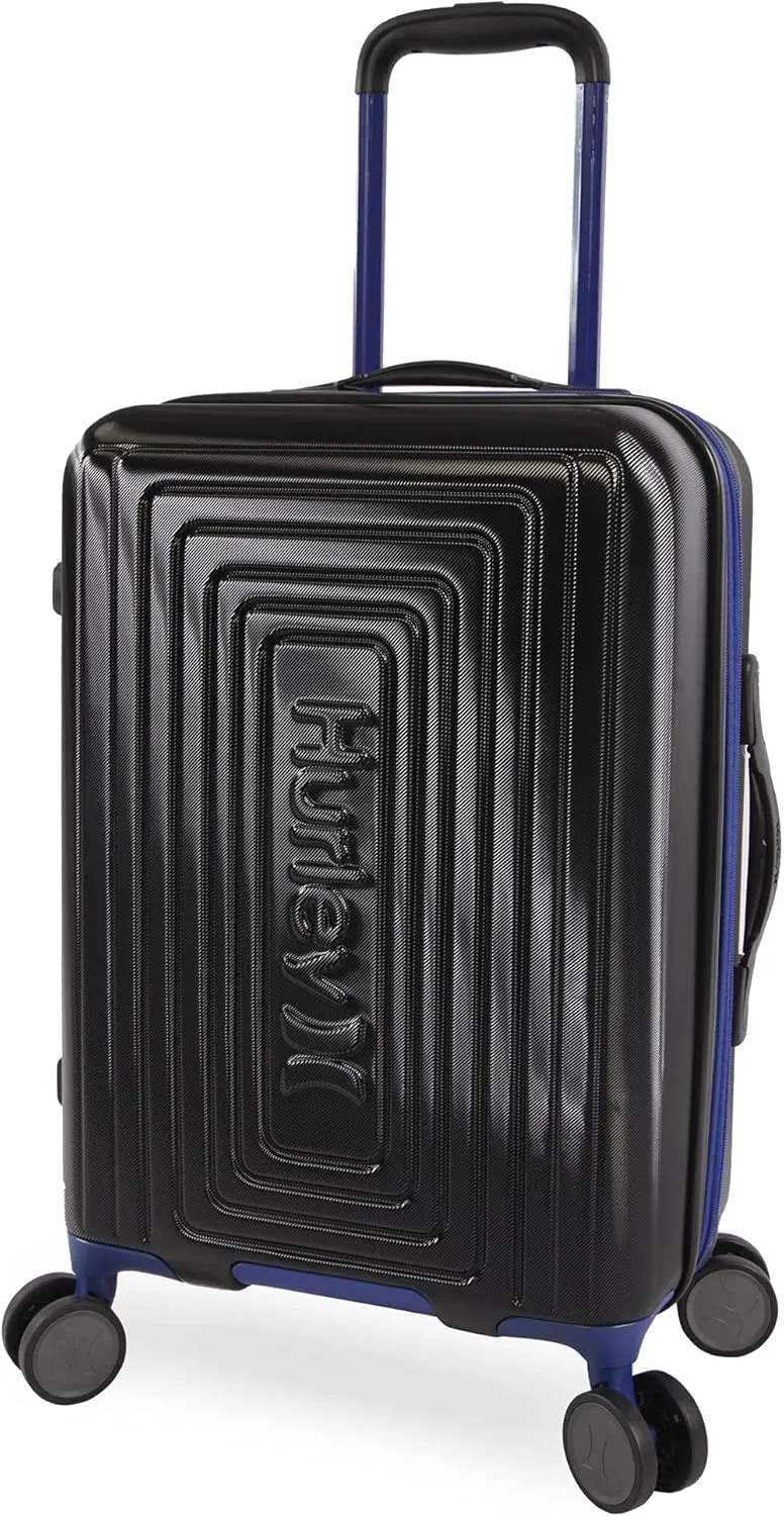 Hurley Suki Hardside Spinner Luggage, Light Grey/Neon, 21" Carry On