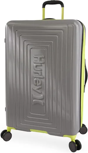 Hurley Suki Hardside Spinner Luggage, Light Grey/Neon, 29" Check in
