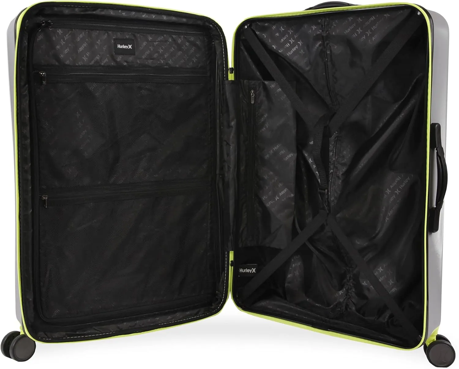 Hurley Suki Hardside Spinner Luggage, Light Grey/Neon, 29" Check in
