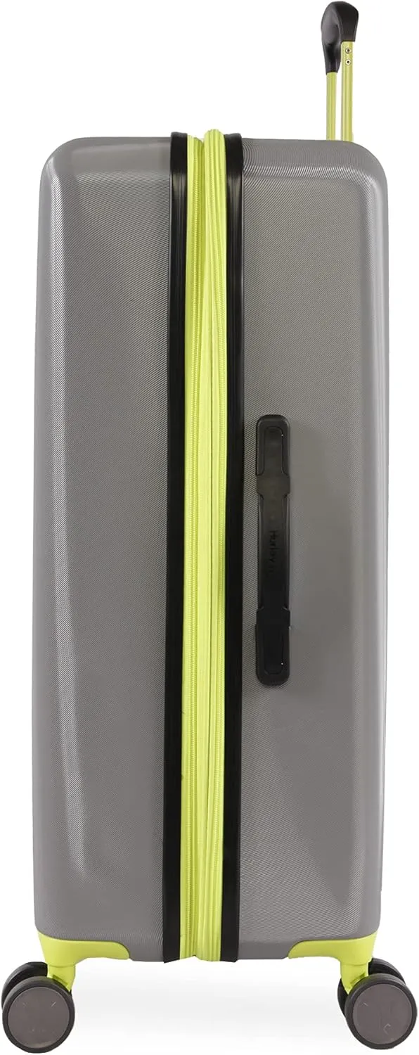 Hurley Suki Hardside Spinner Luggage, Light Grey/Neon, 29" Check in