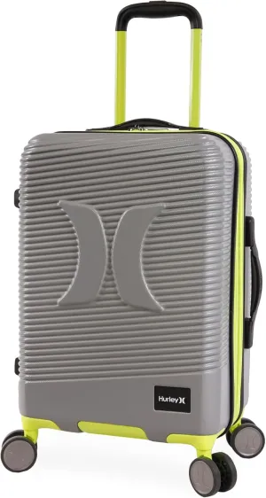 Hurley Torx Hardside Spinner Luggage, Light Grey Neon, Carry-On 21-Inch