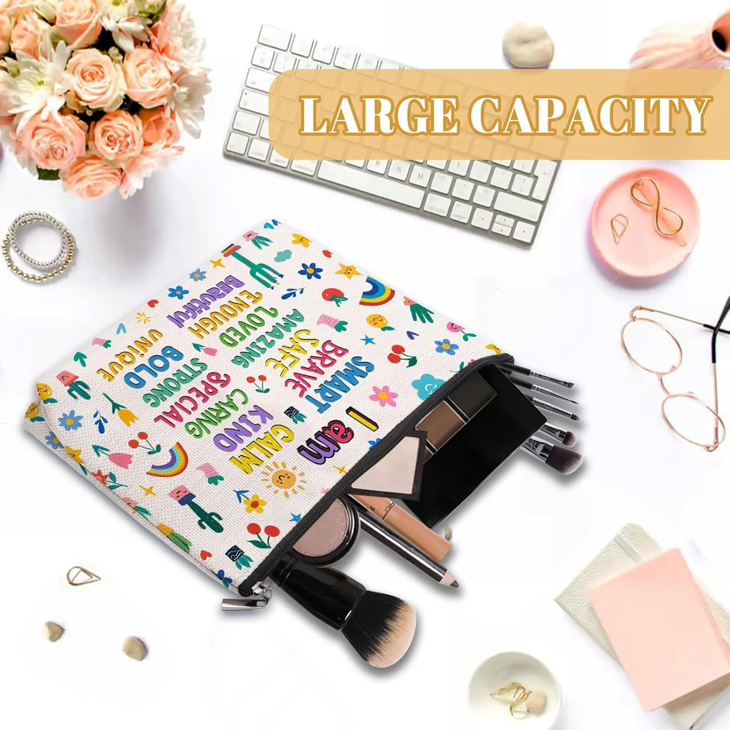 Inspirational Makeup Bag, Inspirational Gifts For Women Girl, Fuuny Cute Cosmetic Bag, Travel Toiletry Pouch With Zipper, Birthday Anniversary Christmas Gifts For Mom Sister, Travel Toiletry Bag