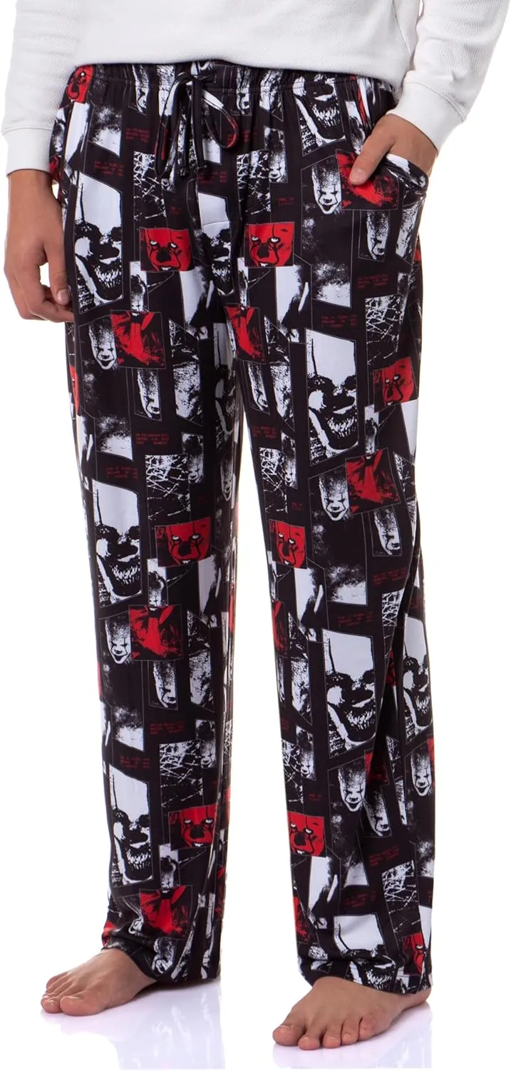 IT The Movie Men's Pennywise The Clown Closeups Print Adult Sleep Lounge Pajama Pants