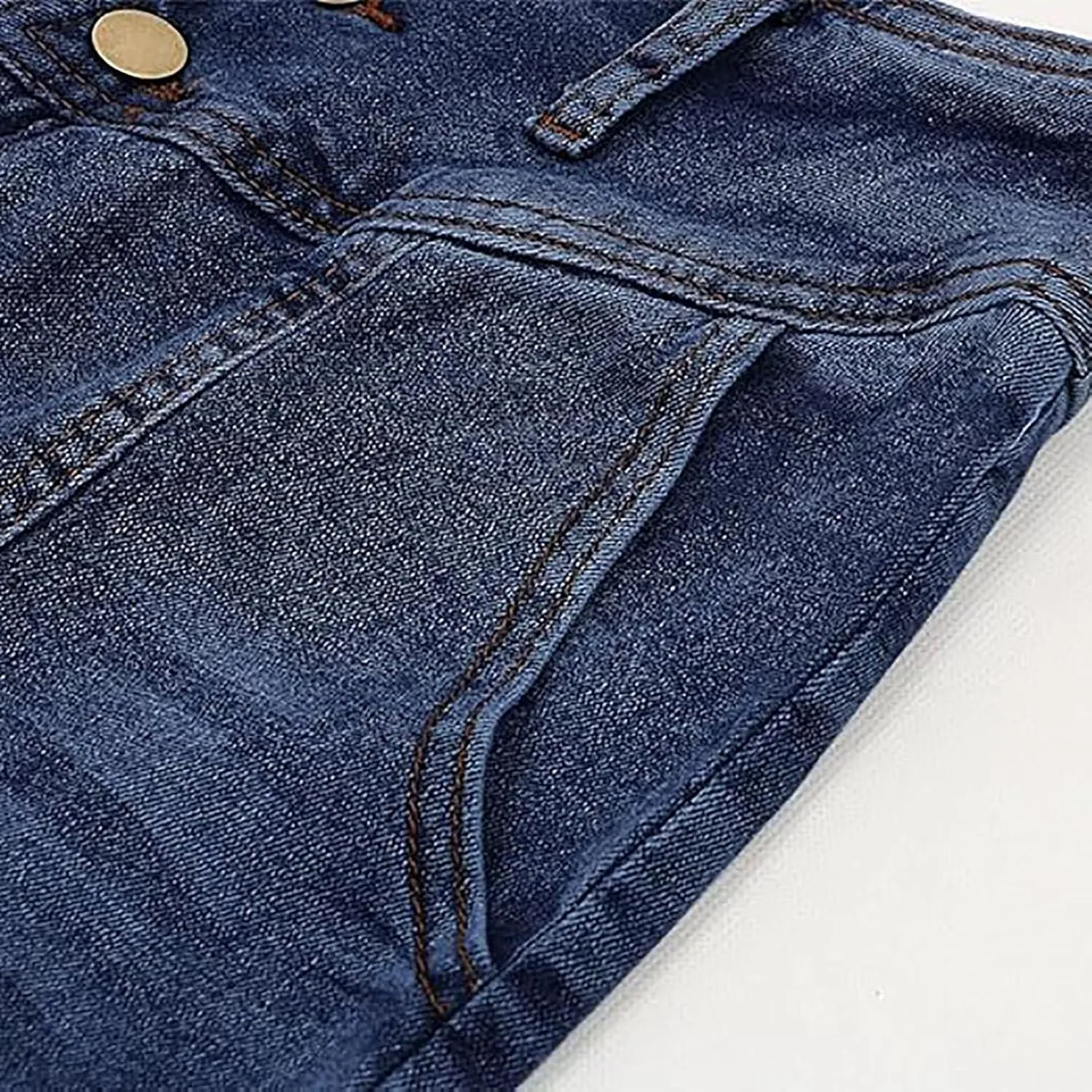 Jean Skirts for Women Denim Retro Exposure Button Fly High Rise A Line Maxi Skirt Ruffle Swing Packaged Hip Skirts