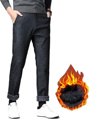JEShifangjiusu Men Skinny Slim Fit Casual Jeans Flat-Front Business Chinos Suit Pants Stretch Straight Fashion Denim Pants