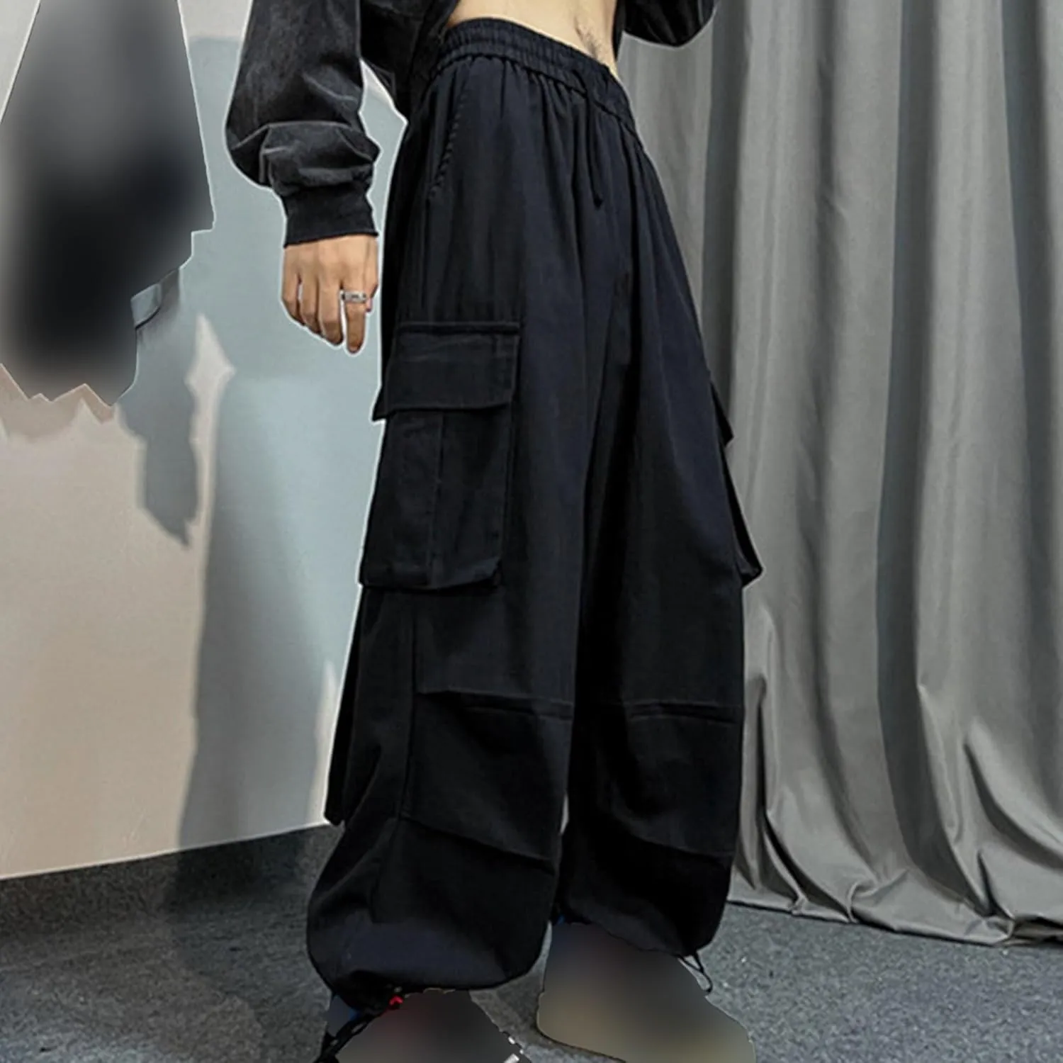 JEShifangjiusu Mens Cargo Joggers Sweatpants Loose Elastic Waist Baggy Wide Leg Pants Casual Slim Fit Chino Trousers Pockets