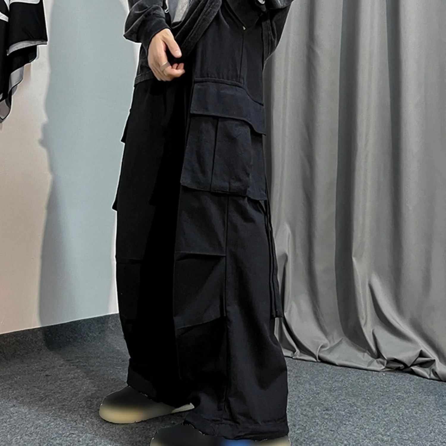 JEShifangjiusu Mens Cargo Joggers Sweatpants Loose Elastic Waist Baggy Wide Leg Pants Casual Slim Fit Chino Trousers Pockets