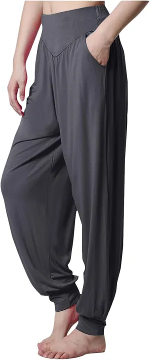 JIEMUXIU Harem Pants Women High Waist Boho Wide Leg Pants Casual Baggy Sweatpants 2024 Summer Trousers Comfy Louge Pants