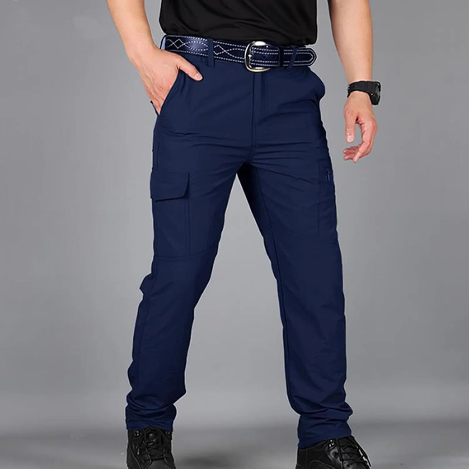 jsaierl Mens Hiking Pants Slim Fit Waterproof Quick Dry Fishing Pants Outdoor Lightweight Travel Climbing Stretch Cargo Pants