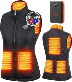 JYK Women's Heated Vest with 3 Heating Levels, 6 Heating Zones,Neck Heating Jacket Washable with 7.4V10000mAh Battery Power