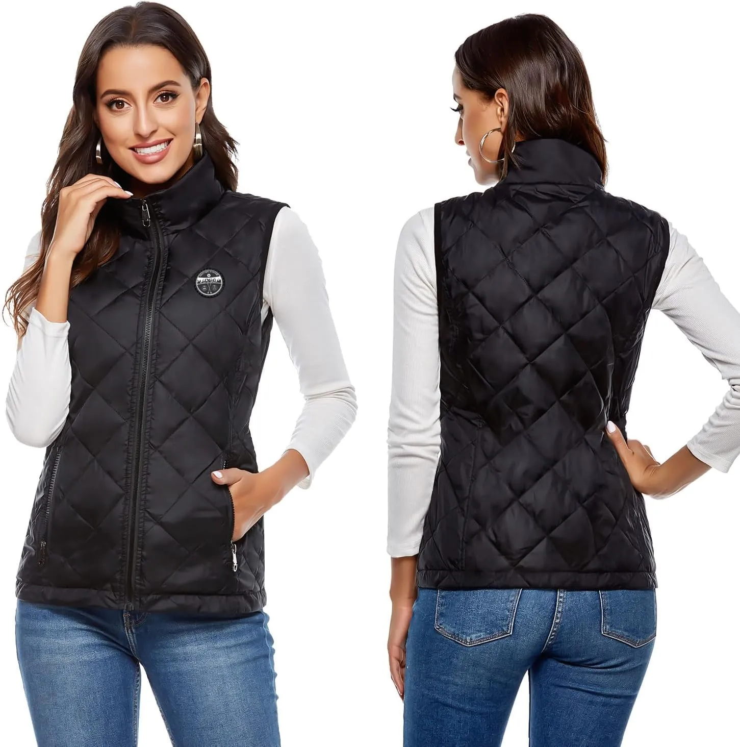 JYK Women's Heated Vest with 3 Heating Levels, 6 Heating Zones,Neck Heating Jacket Washable with 7.4V10000mAh Battery Power
