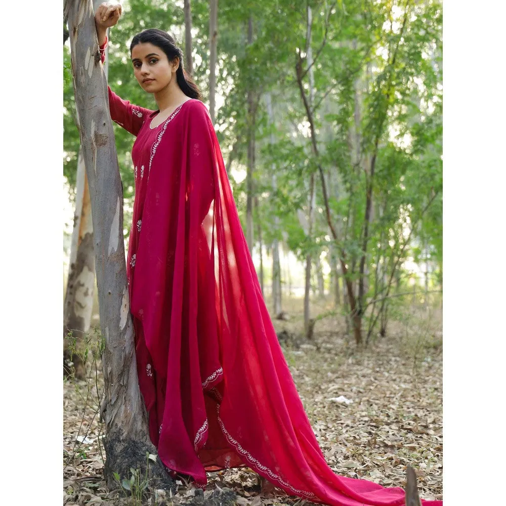 Kapraaha Mulberry Anarkali Dress with Dupatta (Set of 2)