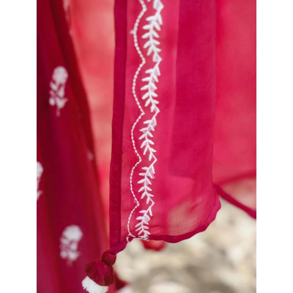 Kapraaha Mulberry Anarkali Dress with Dupatta (Set of 2)