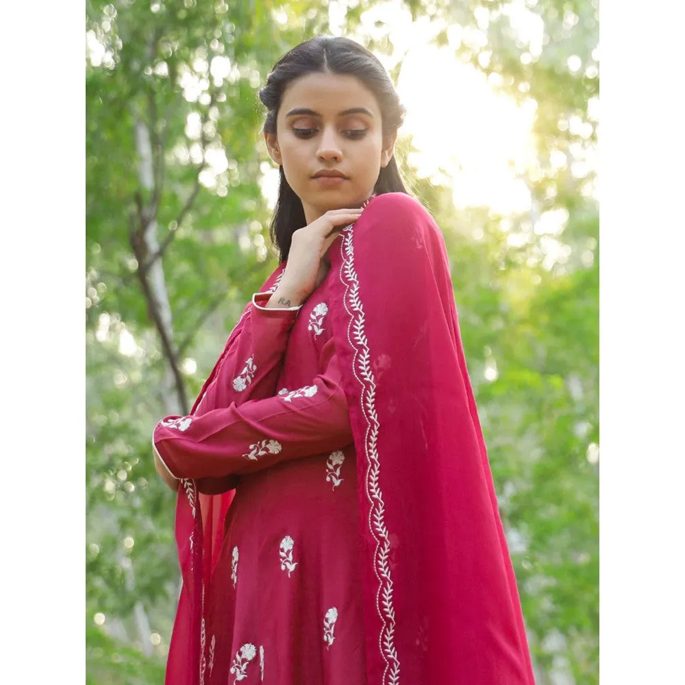 Kapraaha Mulberry Anarkali Dress with Dupatta (Set of 2)