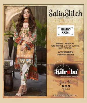KILRUBA SATIN STITCH LAWN ART SS01 to SS04 SERIES COLLECTION