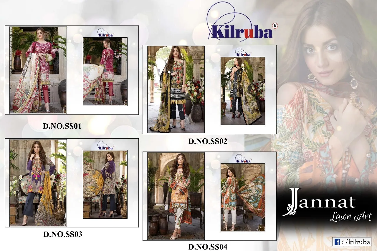 KILRUBA SATIN STITCH LAWN ART SS01 to SS04 SERIES COLLECTION