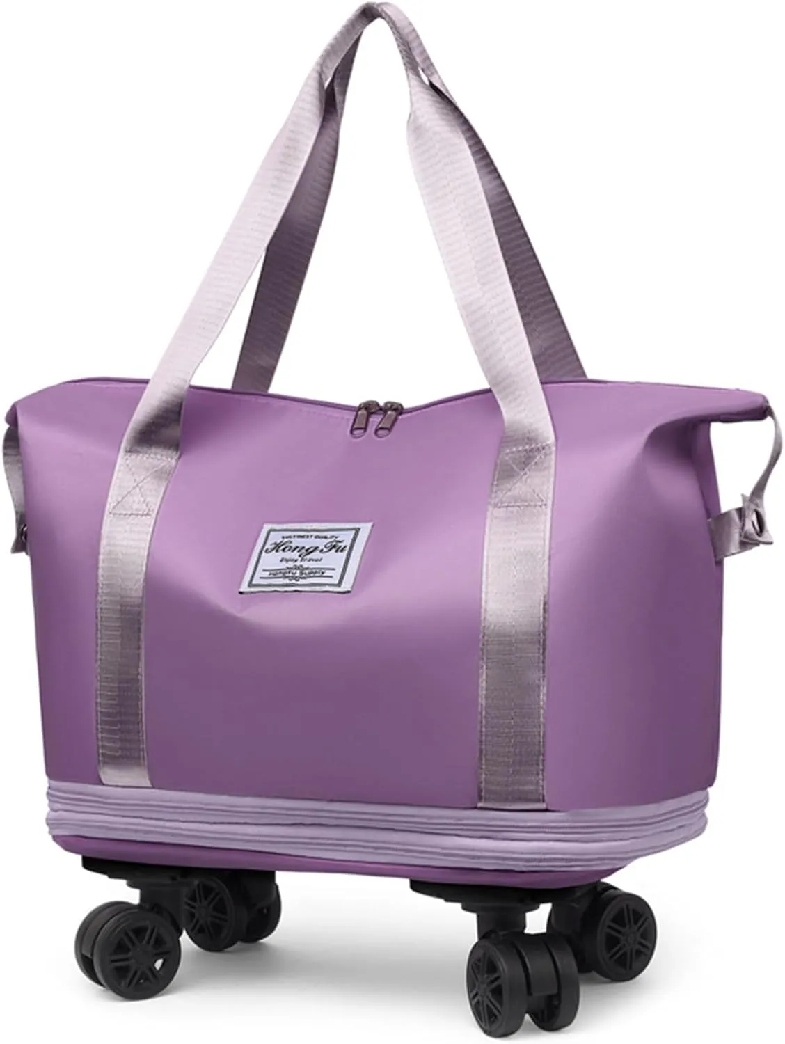 kulken Travel Bag, kulken Travel Bag with Wheels, Expandable Double-Layer Suitcase-Light Purple