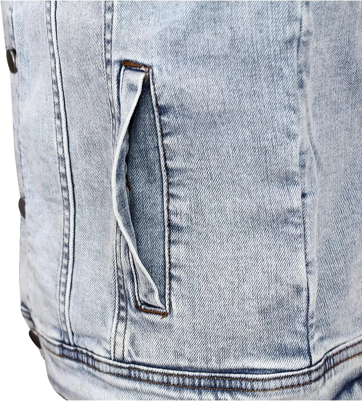 La La La Mens Cotton Denim Jacket with Graphic Print Light Blue Ice Wash