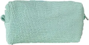 Ladies Solid Colour Zipped Pleated Cosmetic Organiser Travel Ladies Toiletry Bag (Light Green)