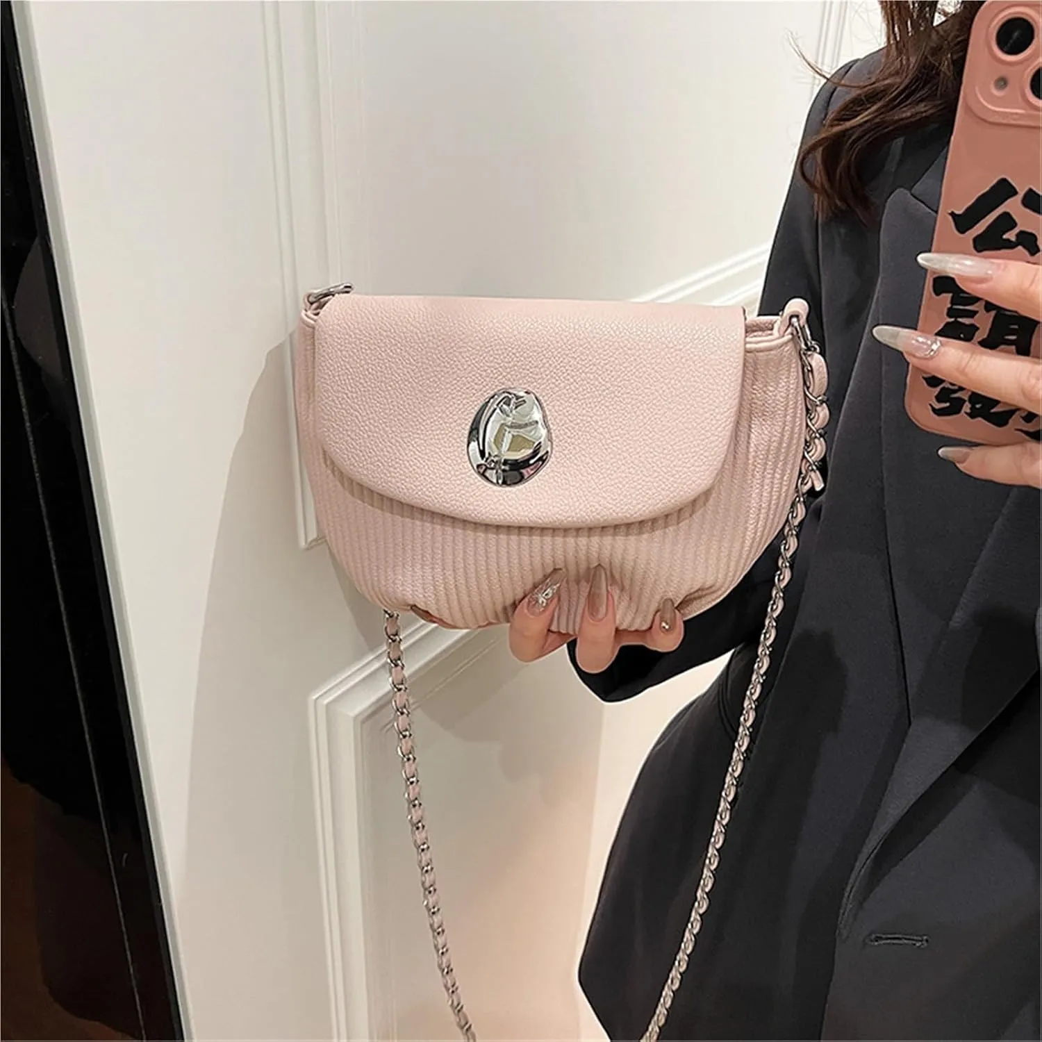 Lady's chain shoulder messenger bag saddle bag