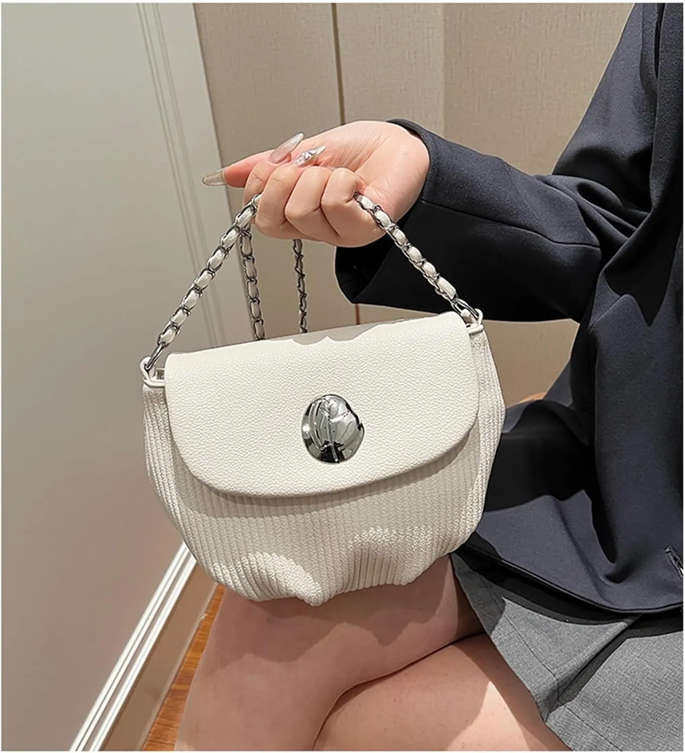 Lady's chain shoulder messenger bag saddle bag
