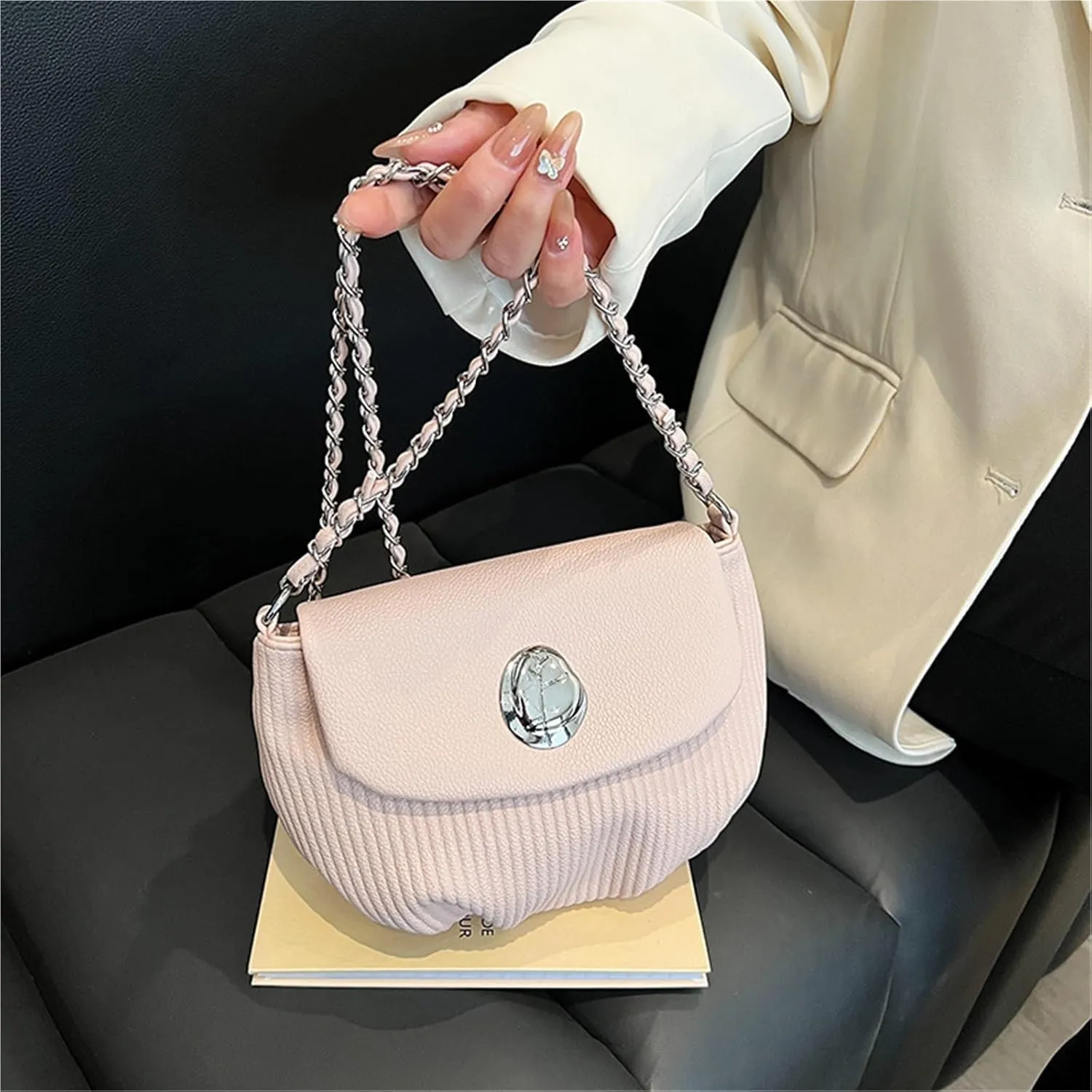 Lady's chain shoulder messenger bag saddle bag