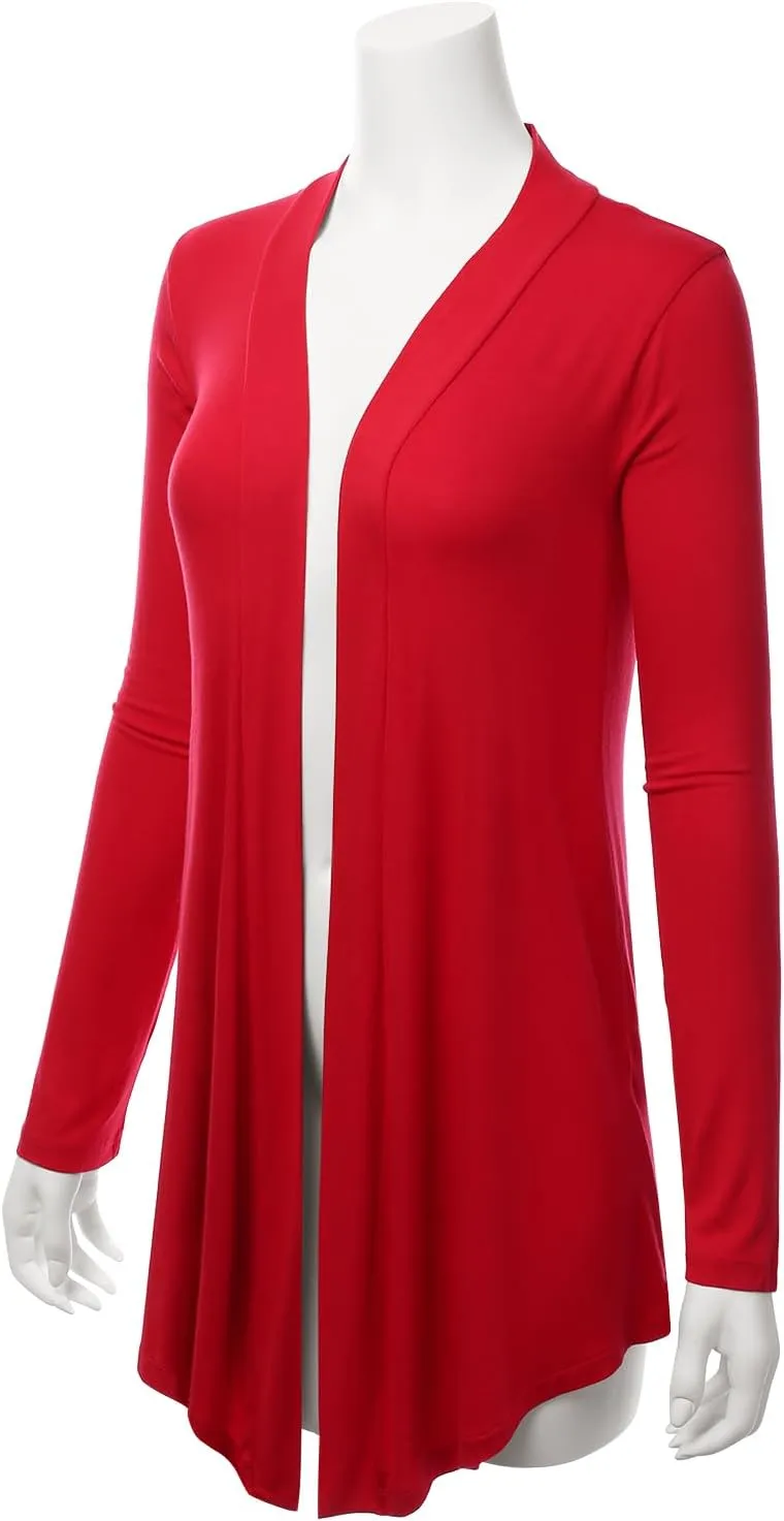 LALABEE Women's Draped Open-Front Long Sleeve Light Weight Cardigan (S~3XL)