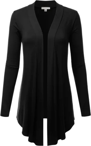 LALABEE Women's Draped Open-Front Long Sleeve Light Weight Cardigan (S~3XL)