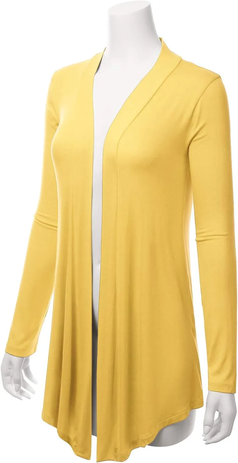 LALABEE Women's Draped Open-Front Long Sleeve Light Weight Cardigan (S~3XL)