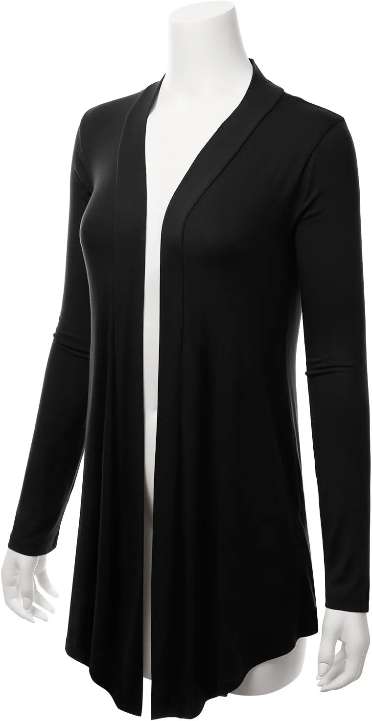 LALABEE Women's Draped Open-Front Long Sleeve Light Weight Cardigan (S~3XL)