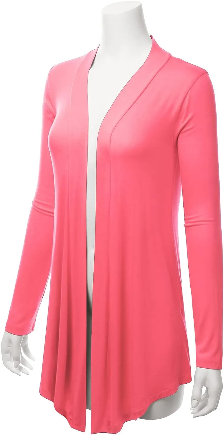 LALABEE Women's Draped Open-Front Long Sleeve Light Weight Cardigan (S~3XL)