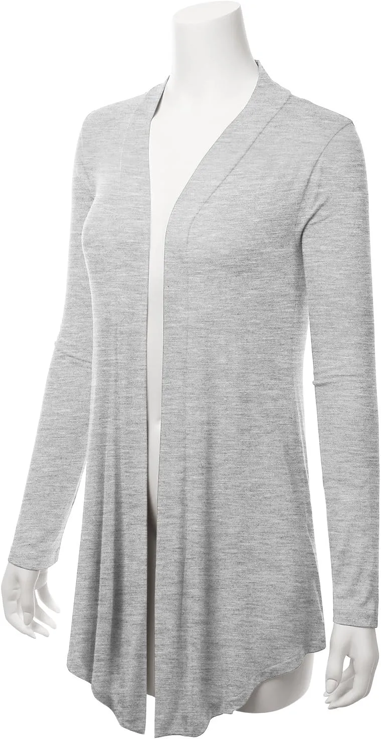 LALABEE Women's Draped Open-Front Long Sleeve Light Weight Cardigan (S~3XL)