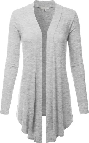LALABEE Women's Draped Open-Front Long Sleeve Light Weight Cardigan (S~3XL)