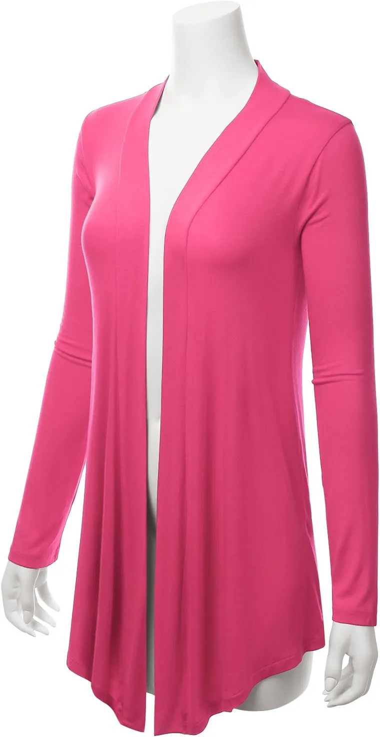 LALABEE Women's Draped Open-Front Long Sleeve Light Weight Cardigan (S~3XL)