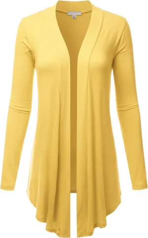 LALABEE Women's Draped Open-Front Long Sleeve Light Weight Cardigan (S~3XL)