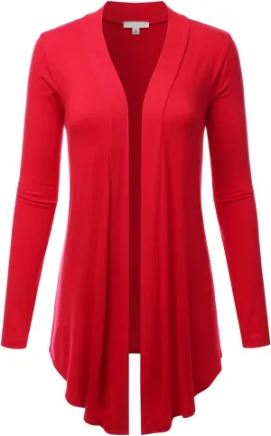 LALABEE Women's Draped Open-Front Long Sleeve Light Weight Cardigan (S~3XL)