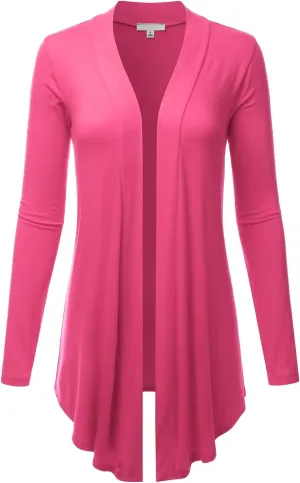 LALABEE Women's Draped Open-Front Long Sleeve Light Weight Cardigan (S~3XL)