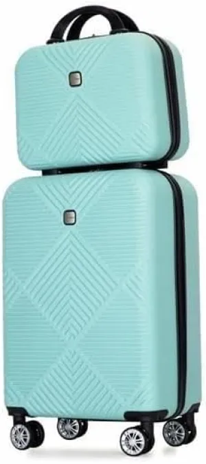 Large suitcase2Piece Luggage Sets ABS Lightweight Suitcase, Spinner Wheels, (20/14) Light Blue
