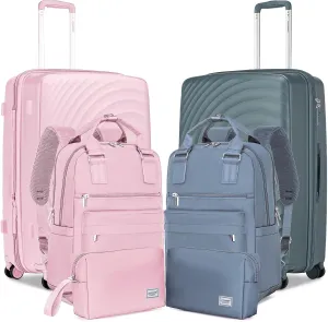 LARVENDER Luggage Sets 3 Piece (GREY GREEN) andLuggage Sets 3 Piece(LIGHT PINK)
