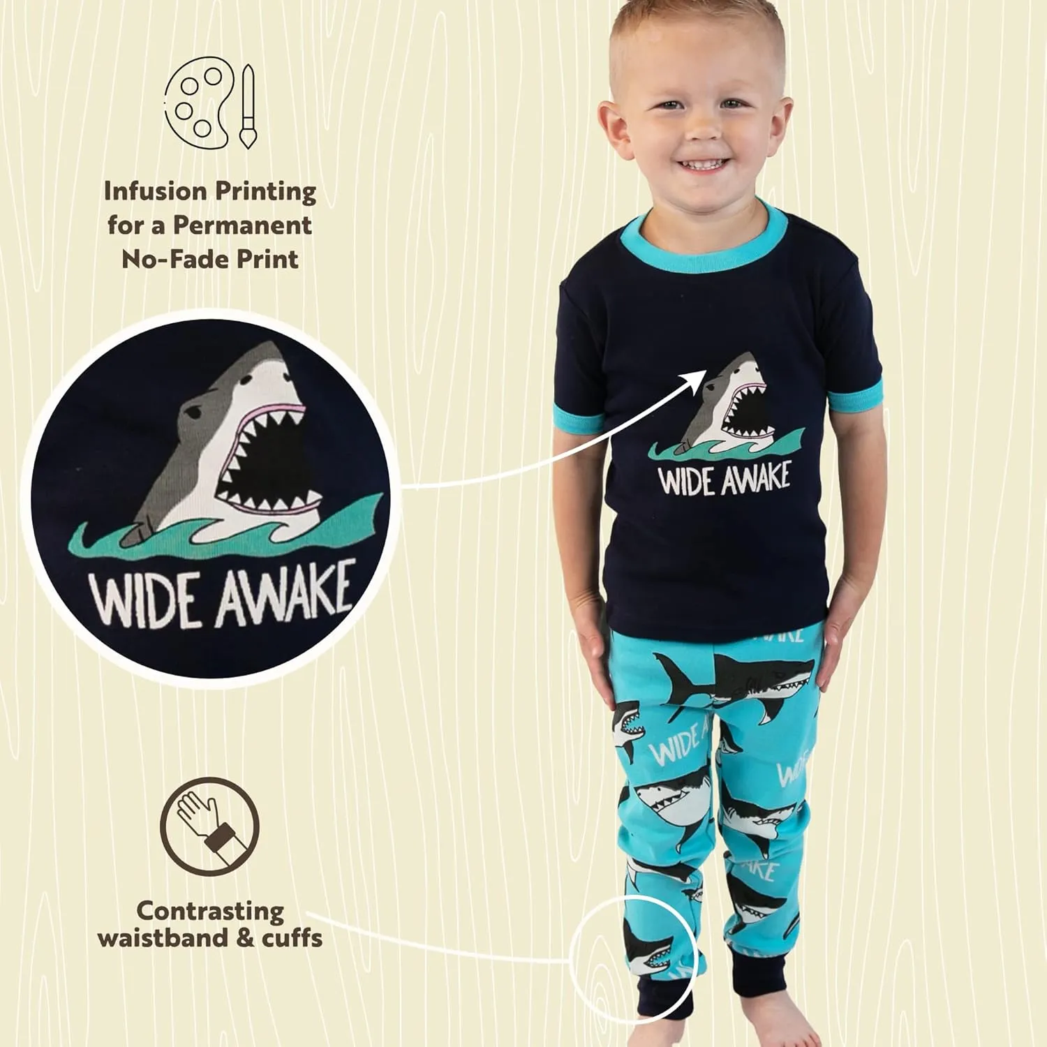 Lazy One Short-Sleeve Pajamas Sets for Girls and Boys, Kids' Soft, Animal PJs, Lake Pajamas