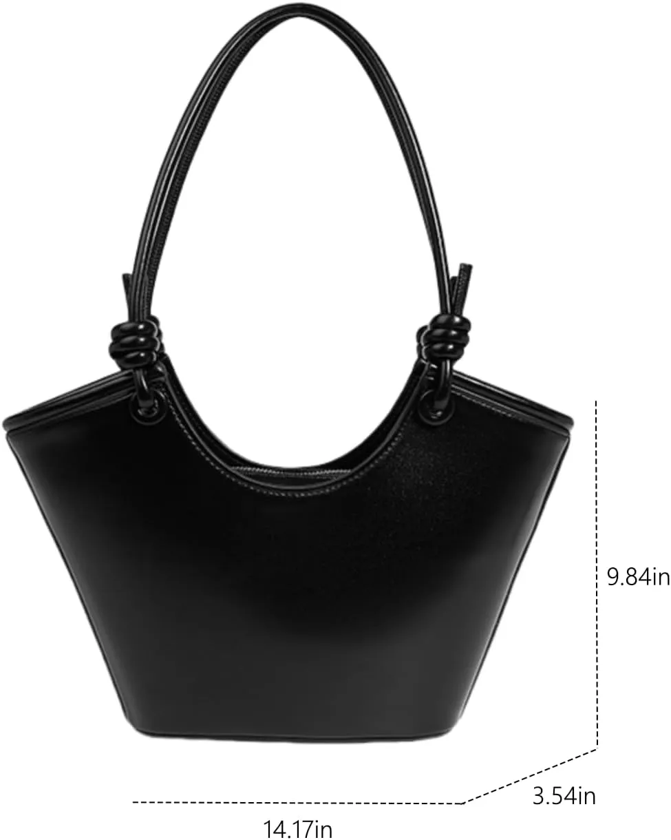 Leather Bucket Bag for Women, Large Capacity Vegetable Basket Shoulder Bag Fashionable Handbag Underarm Purse