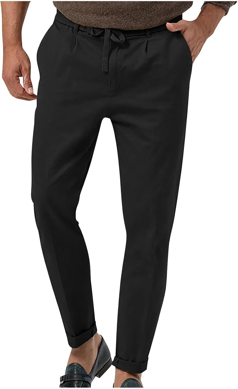 Lightweight Casual Pants for Men Classic Hiking Pants Tapered Work Pants Stretch Khaki Pants Pants with Ribbon